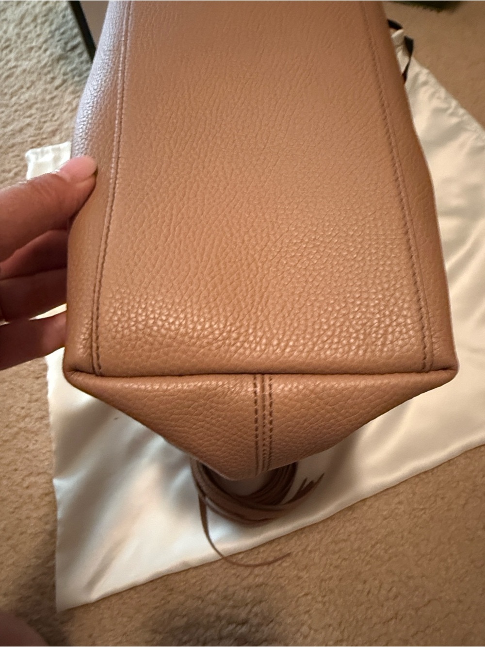 Gucci Tan Leather Shoulder Bag with Tassel Accent